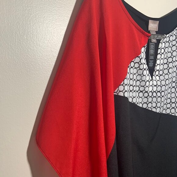 Chico's Geometric Colorblock Lagenlook Artsy Abstract Poncho Top - Size S/M - Picture 5 of 8